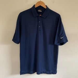 Nike Golf Fit Dry Polo Shirt Mens Sz M Navy Blue Performance Athletic Tennis